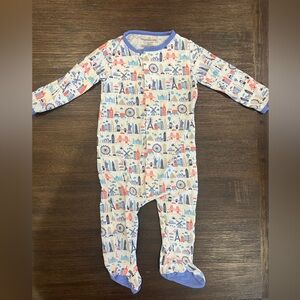 Magnetic Me White Baby Footie with Colorful World Travel Monuments Print | 3-6M